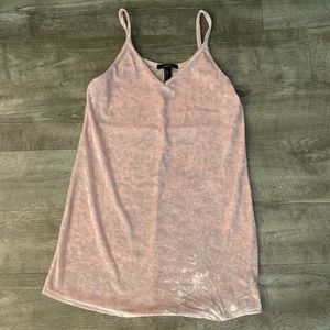 Pink velvet spaghetti strap dress